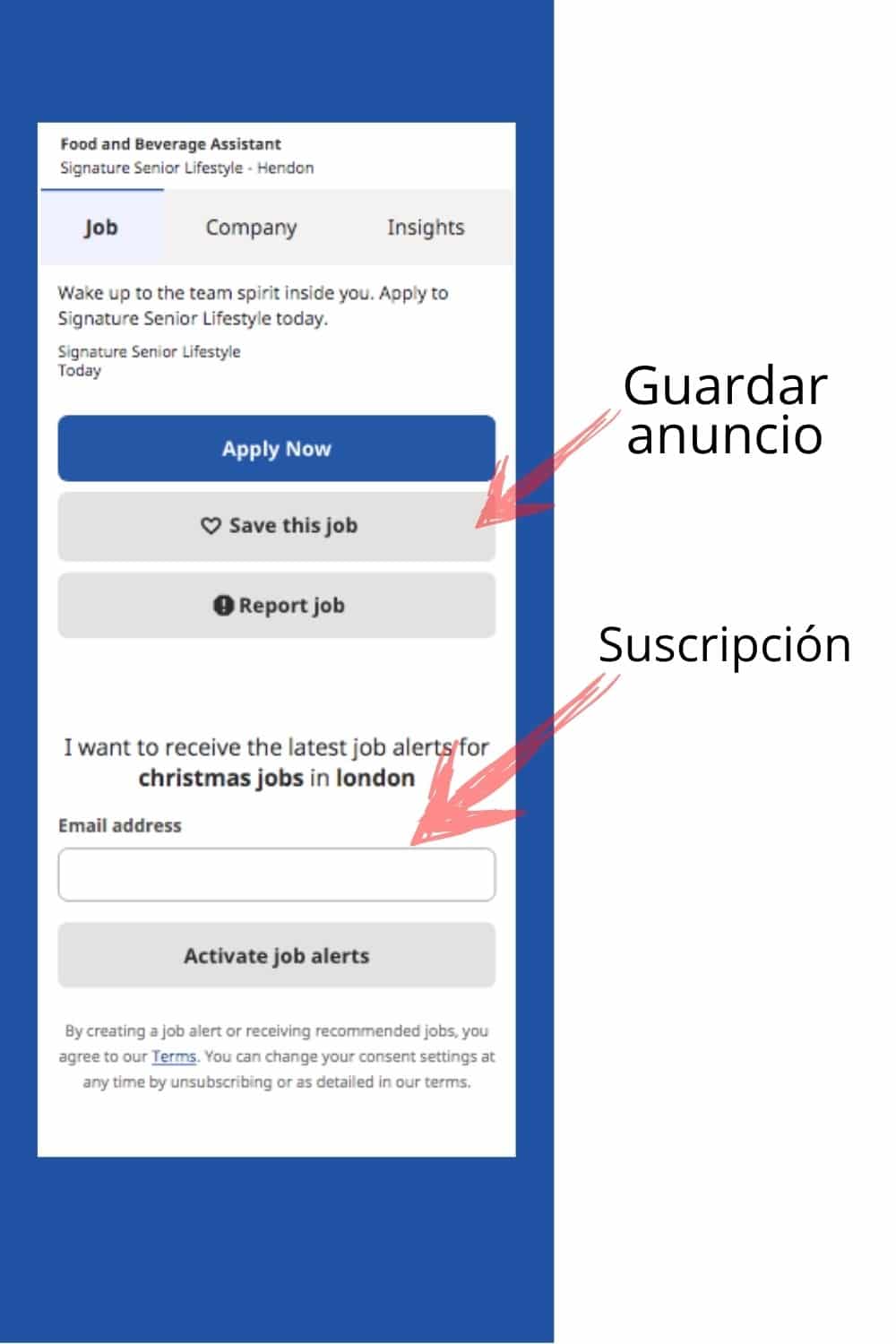 Guardar anuncios de trabajo y suscribirse Indeed Cómo guardar anuncios de trabajo en Londres y suscribirse en Indeed