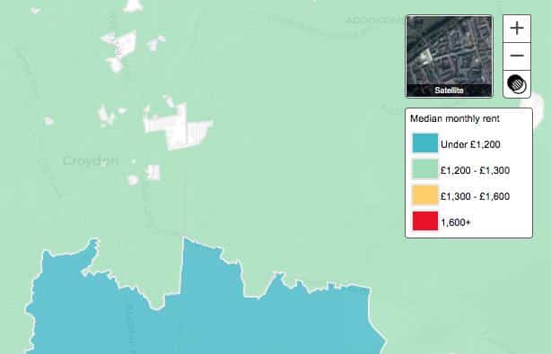 Precios de alquileres en Londres en Mapa – – Precios