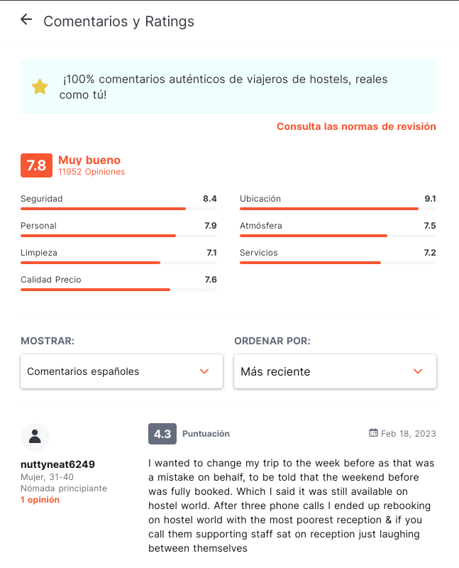 Reseñas – HostelWorld Londres