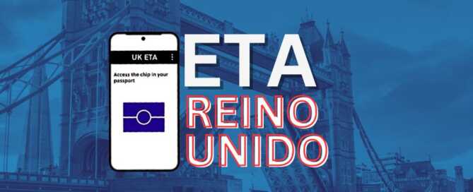 Formulario de solicitud de la ETA Reino Unido en un teléfono móvil con el título de la guía